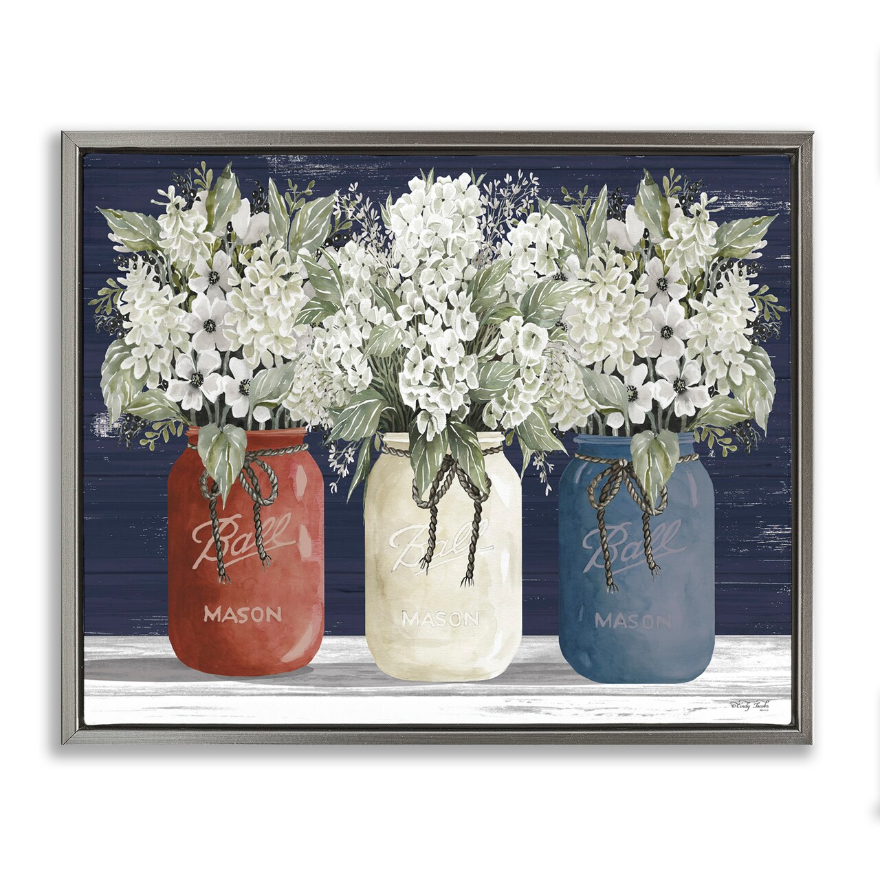 Stupell Industries Americana Floral Bouquets Framed Floater Canvas Wall Art